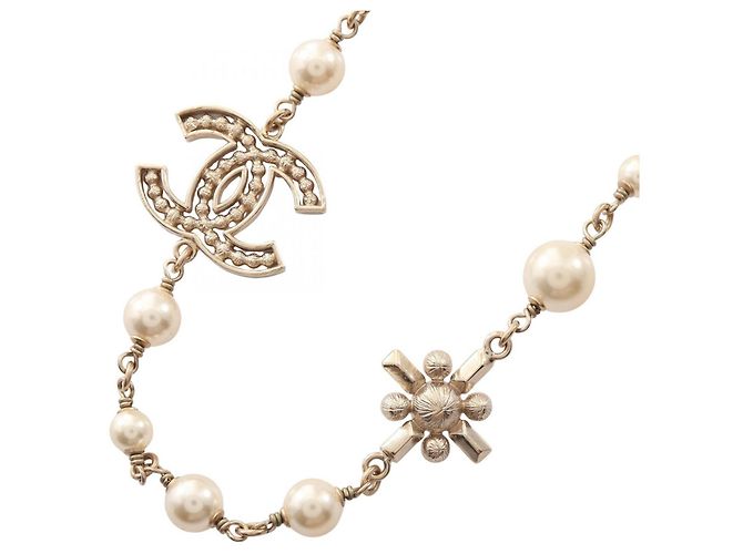 Collar Chanel B20V Coco Mark Blanco Dorado - vista 2