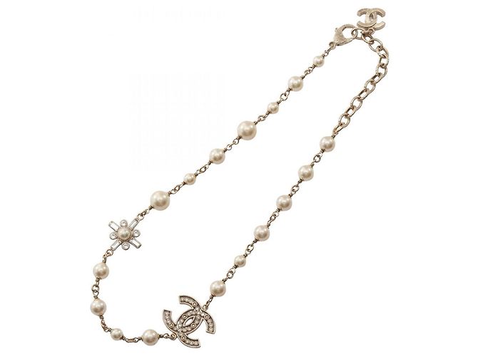 Collar Chanel B20V Coco Mark Blanco Dorado - vista 3