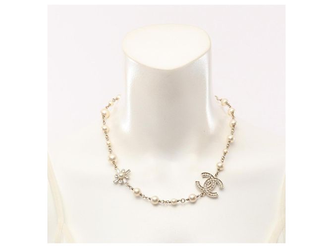 Collar Chanel B20V Coco Mark Blanco Dorado - vista 6