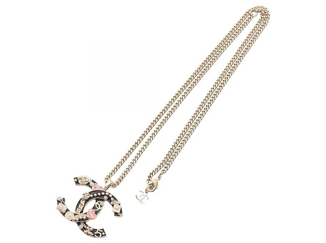 Chanel B24P Coco Mark Icon Motif Halskette Schwarz Pink Golden - Ansicht 3