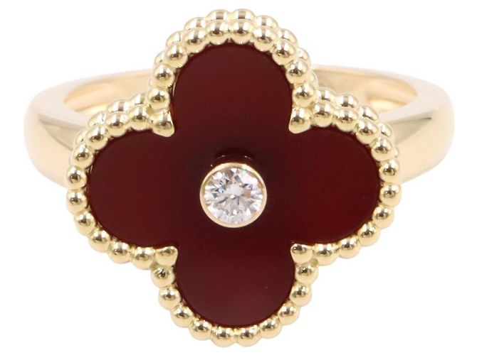 Van Cleef & Arpels Vintage Alhambra Ring aus Karneol und Diamanten Golden Bordeaux - Ansicht 2