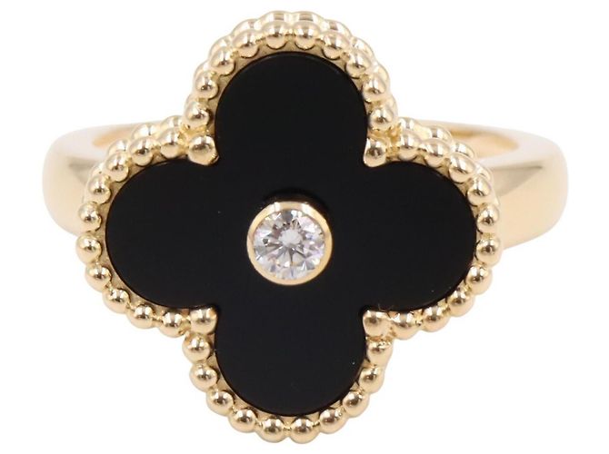 Van Cleef & Arpels Vintage Alhambra Onyx 1PD Ring Schwarz Golden - Ansicht 2