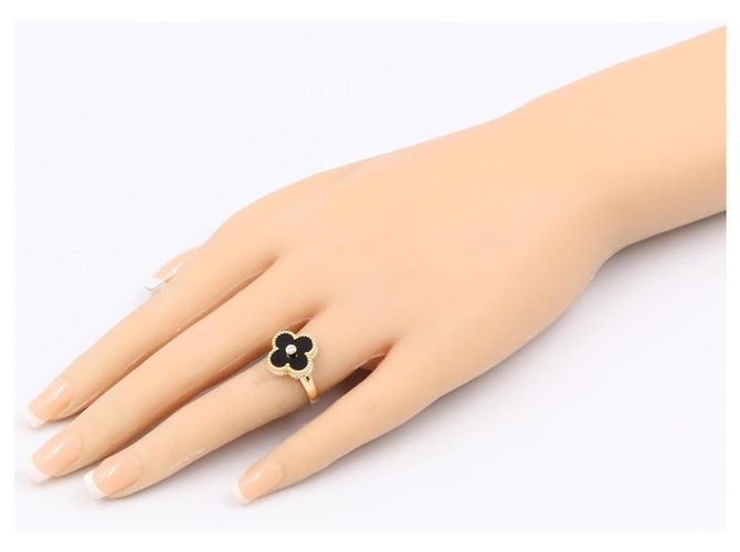 Van Cleef & Arpels Vintage Alhambra Onyx 1PD Ring Schwarz Golden - Ansicht 7