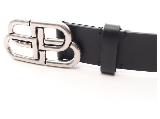 Cintura Balenciaga in pelle nera con logo BB da uomo Nero - vista 2