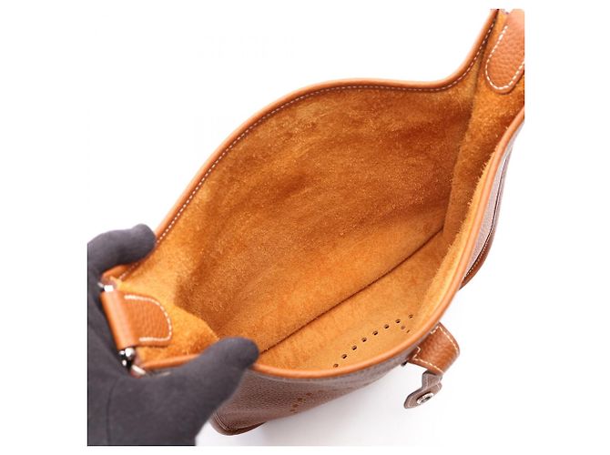 Hermès Borsa a tracolla Hermes Evelyne 3 Trois PM Gold Marrone - vista 3