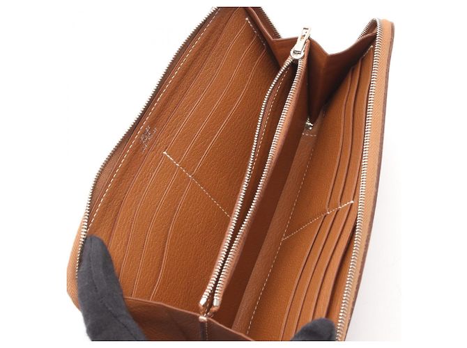 Hermès Cartera redonda bordada Hermes Azap Long Classic Castaño Multicolor - vista 3