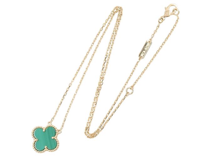 Van Cleef & Arpels Vintage Alhambra Malachit Halskette Golden Grün - Ansicht 2