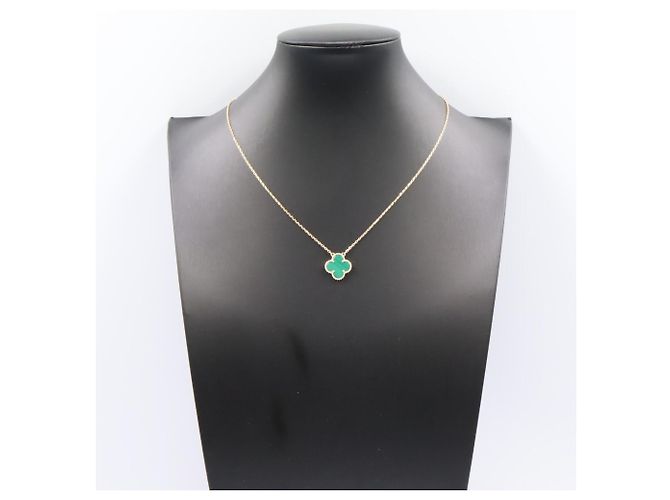Van Cleef & Arpels Vintage Alhambra Malachit Halskette Golden Grün - Ansicht 6
