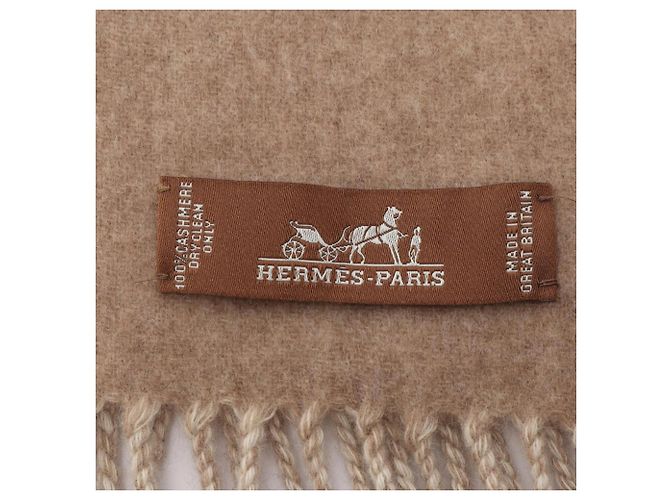 Hermès Estola de cachemira Hermes Casaque Zigzag Blanco Beige - vista 2
