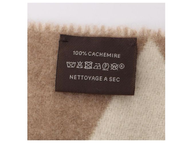 Hermès Estola de cachemira Hermes Casaque Zigzag Blanco Beige - vista 3