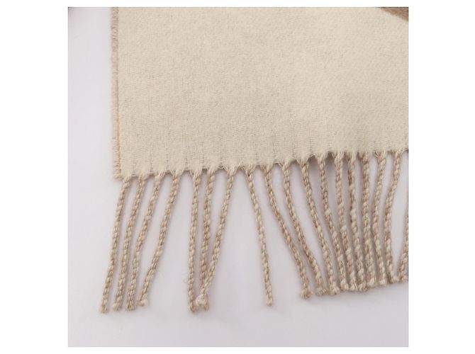 Hermès Estola de cachemira Hermes Casaque Zigzag Blanco Beige - vista 4