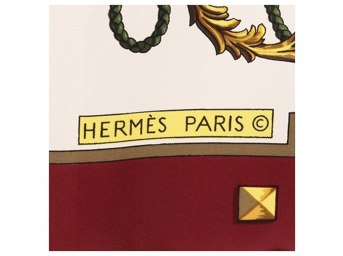 Hermès Foulard Hermes Carre 90 Les Cles Bianco Multicolore Bordò - vista 2