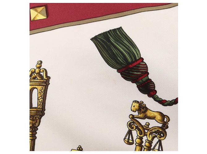Hermès Foulard Hermes Carre 90 Les Cles Bianco Multicolore Bordò - vista 7