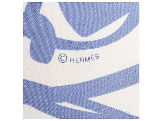 Hermès Hermes Carre Geant 140 Fouets et Badines Tattoo Scarf Bianco Blu - vista 3