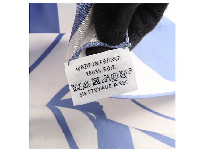 Hermès Hermes Carre Geant 140 Fouets et Badines Tattoo Scarf Bianco Blu - vista 4