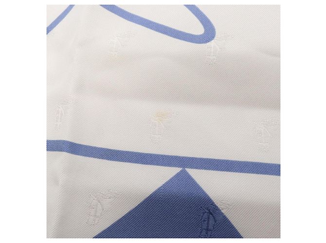 Hermès Hermes Carre Geant 140 Fouets et Badines Tattoo Scarf Bianco Blu - vista 5