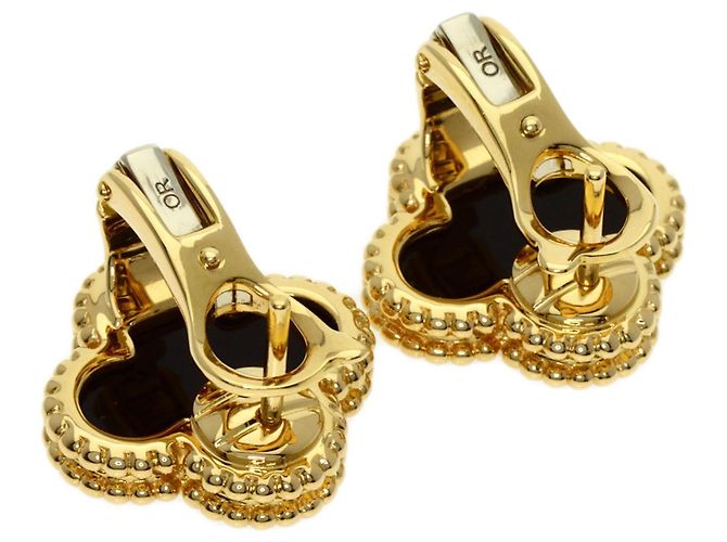 Orecchini Van Cleef & Arpels Vintage Alhambra Onyx - vista 2