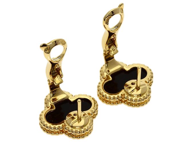 Orecchini Van Cleef & Arpels Vintage Alhambra Onyx - vista 3