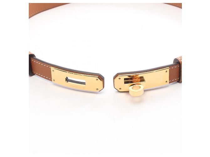Hermès Kelly Gürtel aus Epsom Leder braun gold Golden - Ansicht 2