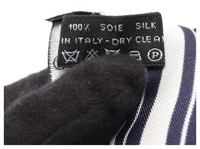Chanel Coco Mark Silk Scarf White Multiple colors Navy blue - view 3