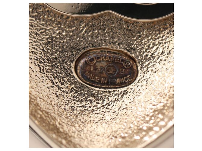 Chanel Coco Mark Heart Brosche Schwarz Weiß Golden - Ansicht 3