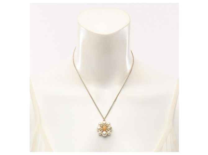 Chanel Coco Mark Flower Halskette Weiß Golden - Ansicht 6