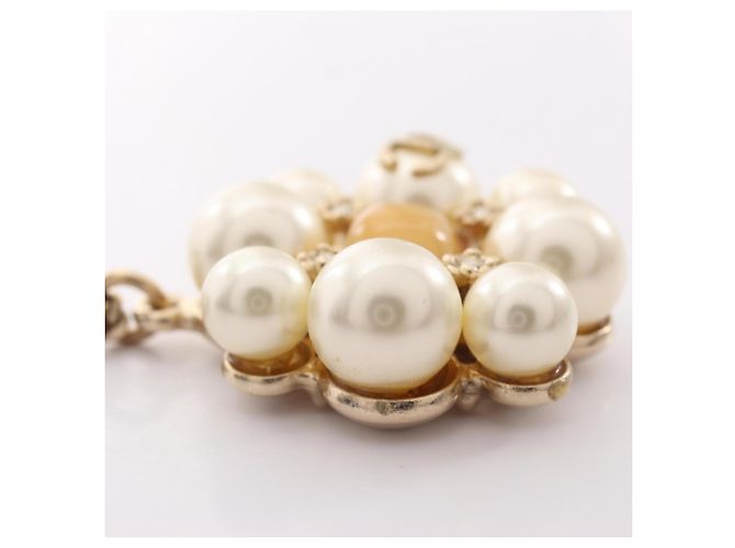 Chanel Coco Mark Flower Halskette Weiß Golden - Ansicht 9