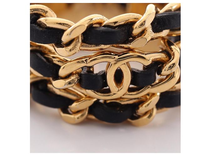 Anel Coco Mark Band Chanel Preto Dourado - vista 10