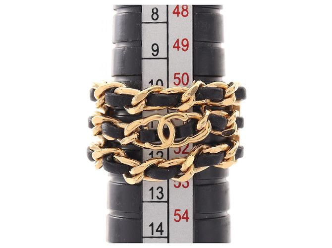 Anel Coco Mark Band Chanel Preto Dourado - vista 5