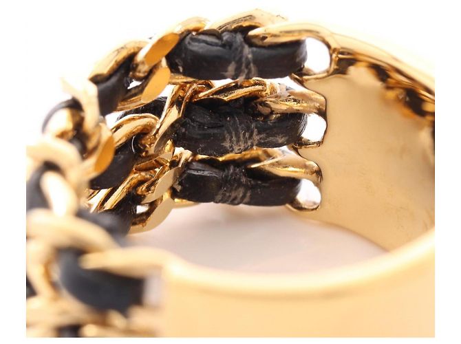 Anel Coco Mark Band Chanel Preto Dourado - vista 7