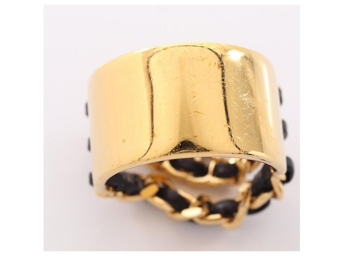 Anel Coco Mark Band Chanel Preto Dourado - vista 9