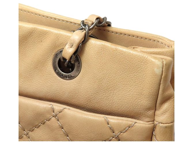 Borsa a tracolla Chanel Wild Stitch in pelle di vitello Beige - vista 13
