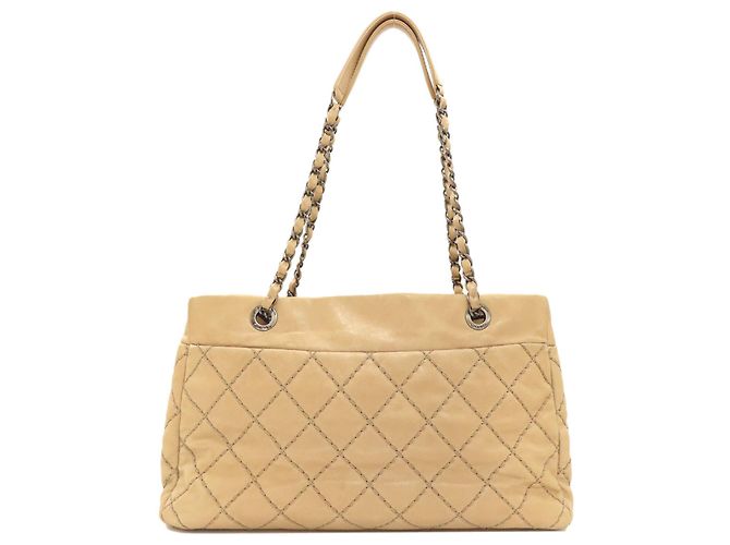 Borsa a tracolla Chanel Wild Stitch in pelle di vitello Beige - vista 2