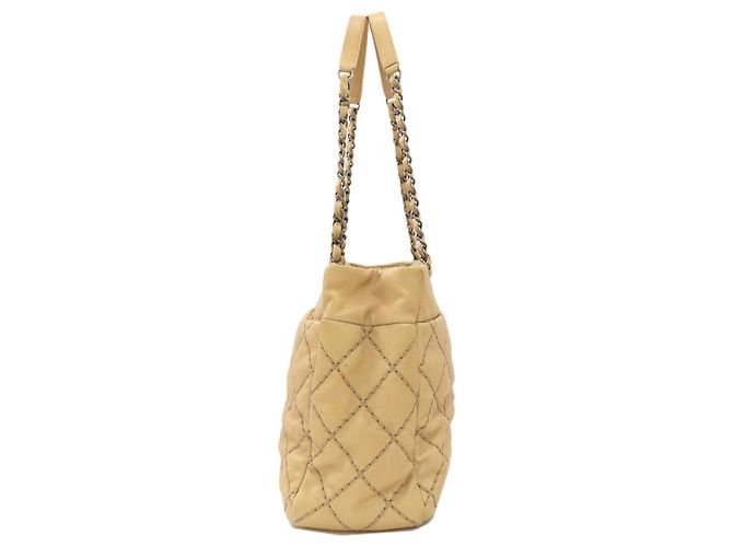 Borsa a tracolla Chanel Wild Stitch in pelle di vitello Beige - vista 3