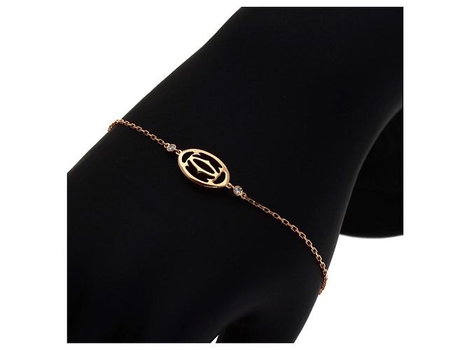 Bracciale Cartier Double C in diamanti e oro rosa 18K - vista 5