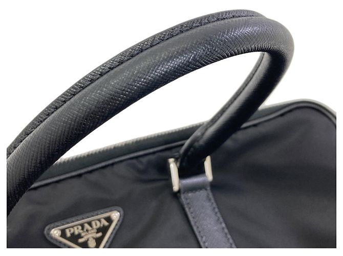 Mala de negócios 2-way Prada com logo hardware Preto - vista 16