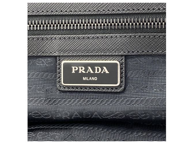 Mala de negócios 2-way Prada com logo hardware Preto - vista 6