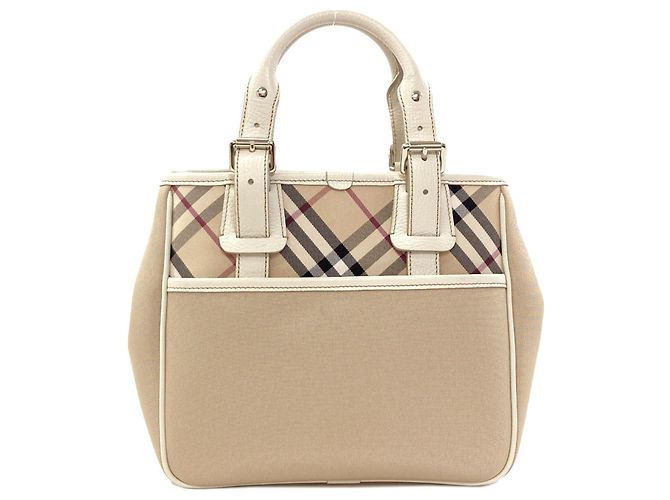 Borsa Burberry Check Bianco Beige - vista 2