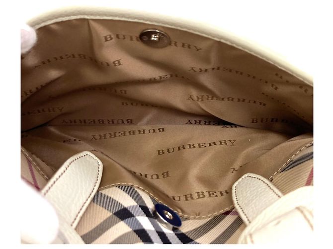 Borsa Burberry Check Bianco Beige - vista 7