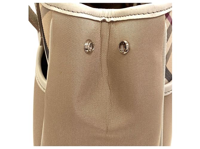 Borsa Burberry Check Bianco Beige - vista 8