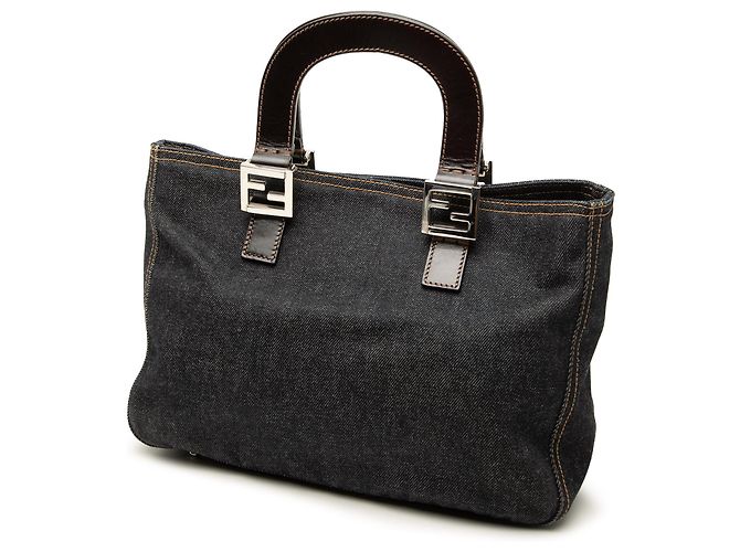 Fendi Twins Tote aus blauem Denim Marineblau - Ansicht 2