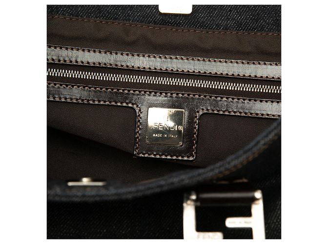 Fendi Twins Tote aus blauem Denim Marineblau - Ansicht 5