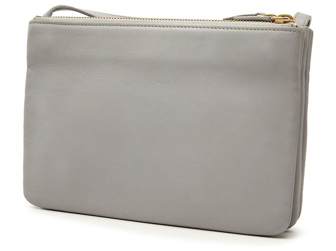 Céline Celine Trio Crossbody Small in pelle di agnello grigia Marrone Grigio - vista 2