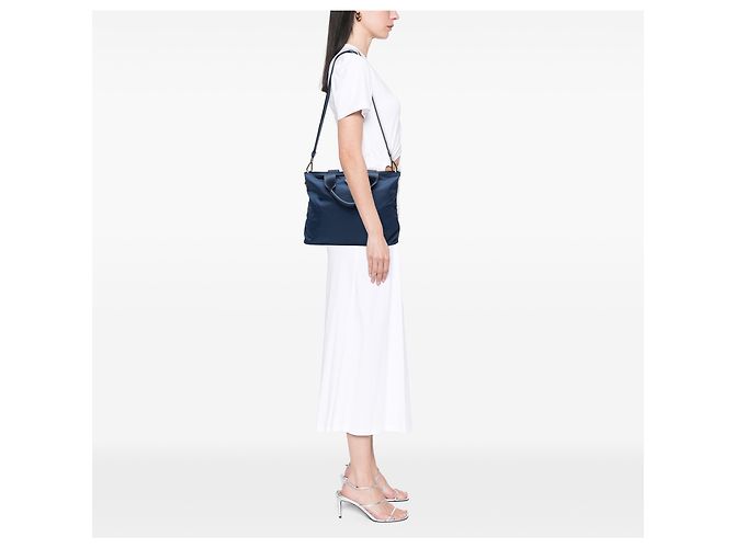 Bolsa Satchel Prada em Tessuto Azul - vista 6
