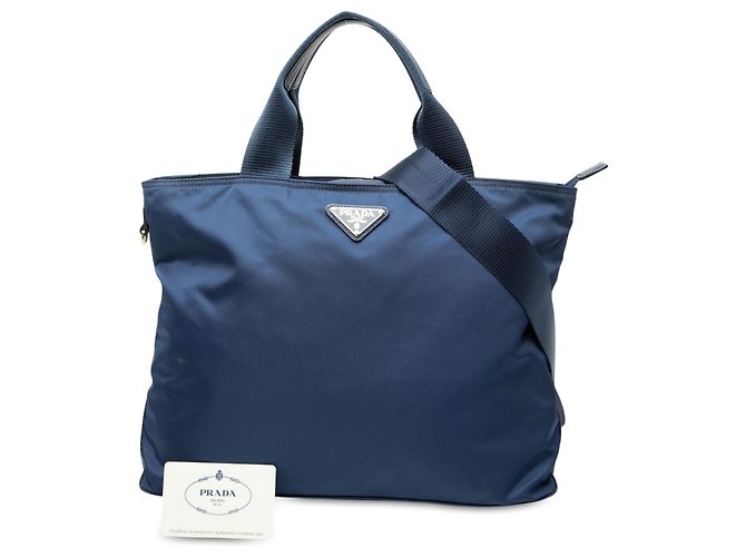 Bolsa Satchel Prada em Tessuto Azul - vista 7