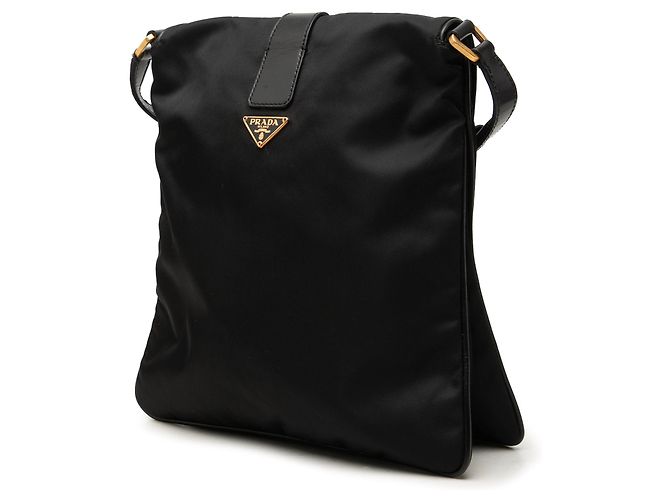 Bolsa Messenger Prada em Tessuto com acabamentos em couro Vitello preto - vista 2