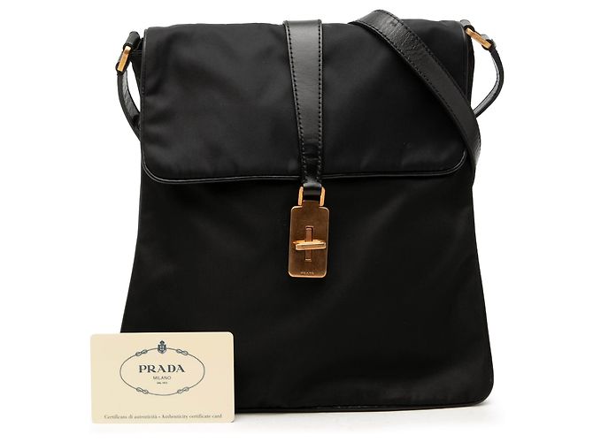 Bolsa Messenger Prada em Tessuto com acabamentos em couro Vitello preto - vista 7