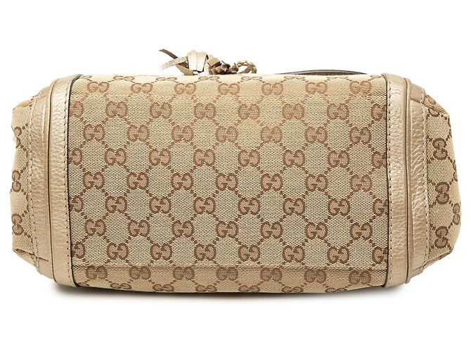 Gucci Bella Klappentasche aus beigem GG Canvas - Ansicht 3