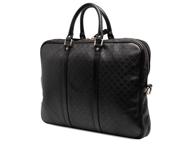 Borsa business Gucci in vitello nero con diamanti - vista 2