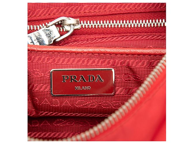 Borsa a tracolla Prada in Tessuto rossa con zip Rosso - vista 5